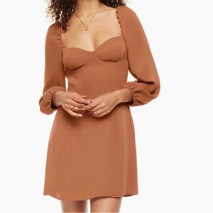 Wilfred Long Sleeve Dress in Rust Brown